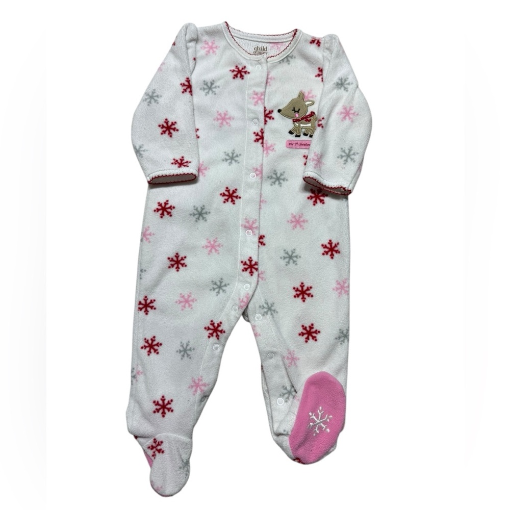Carter’s | Baby Girl Festive Snowflake Fleece Footed Pajama | 6-9M